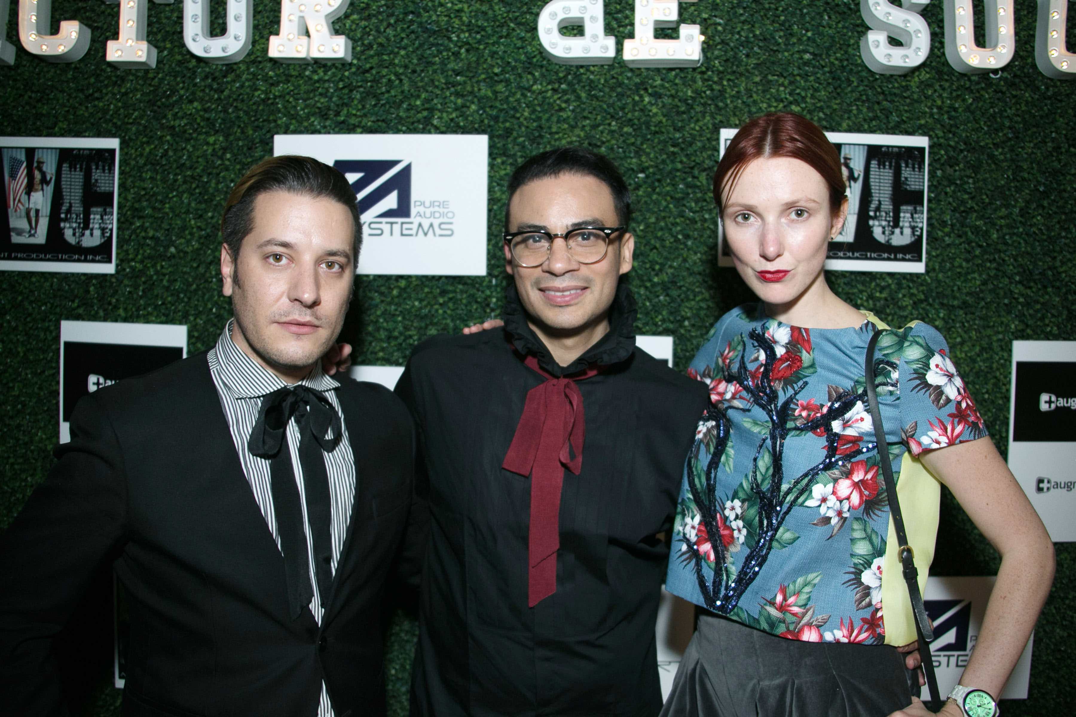 NEW YORK, NY - SEPTEMBER 07: Justin Lujan, Victor dE Souza and Talia Shvedova at the VICTOR dE SOUZA "Believe in dE Impossible" Runway Show at Gansevoort Park Avenue on September 7, 2016 in New York City. (Photo by Victor Hugo/Patrick McMullan via Getty Images)